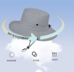 MOQ customized pure cotton bucket cap, big edge bucket cap, embroidered logo, printed logo, windproof rope fisherman hat - 图片 2