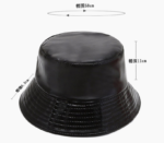 Customized PU leather bucket hat embroidered logo printed logo Customized bucket hat - 图片 4