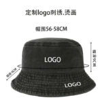 MOQ washed cotton bucket cap custom logo, pure cotton washed cotton fisherman cap custom embroidery logo, heat transfer printing logo