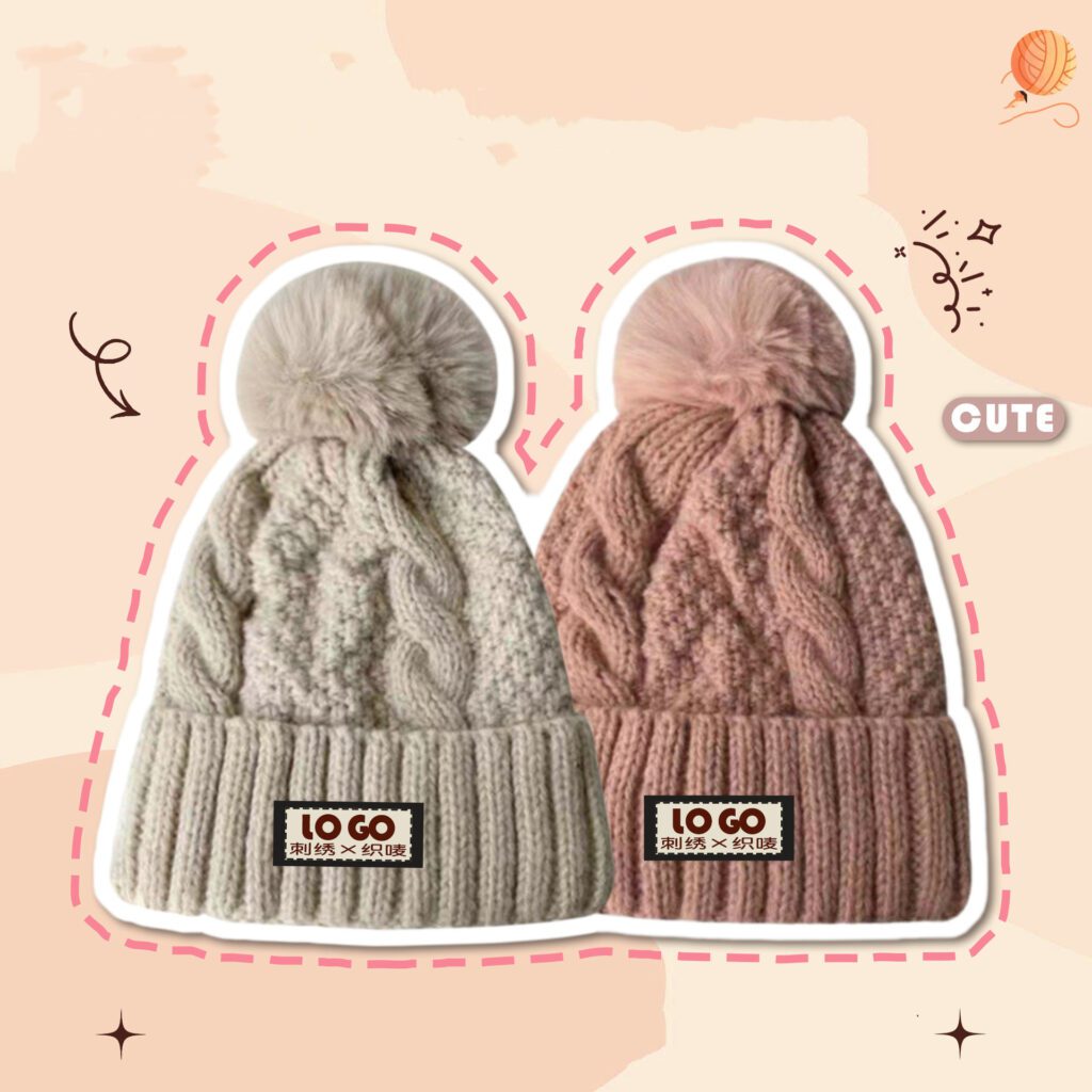 Customized logo for warm knitted hat