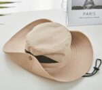 MOQ custom anti roll big edge bucket cap embroidered logo custom polyester fisherman hat windproof rope - 图片 2