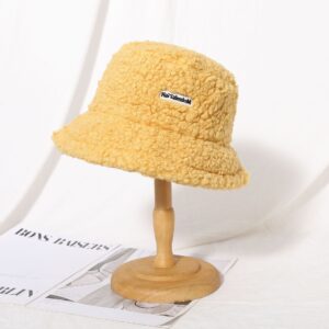 Customized lamb wool bucket hat logo