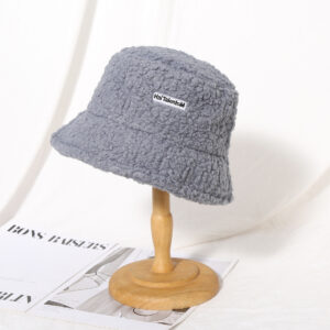 Customized logo for lamb wool bucket hat