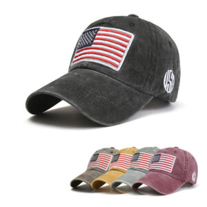 Embroidered logo on washed cotton baseball cap