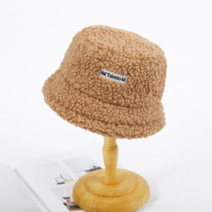 Customized logo for lamb wool bucket hat