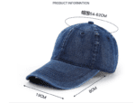 Washed denim baseball cap custom logo American retro soft top sun hat - 图片 5