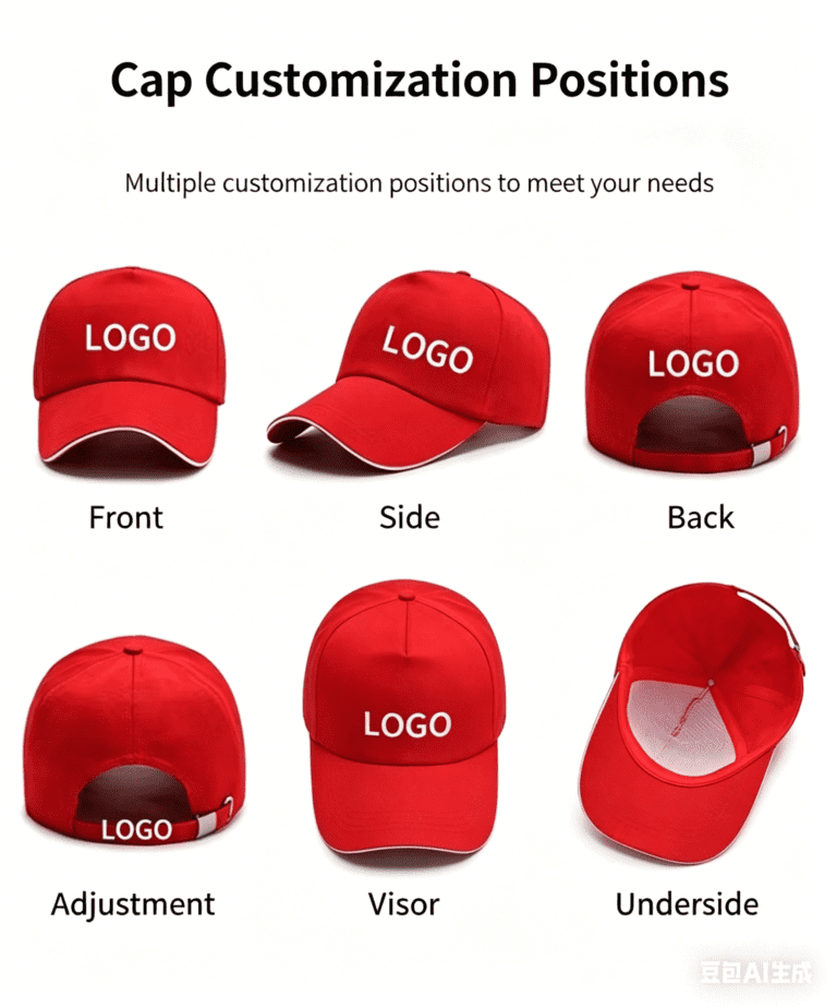 Embroidered logo on baseball cap