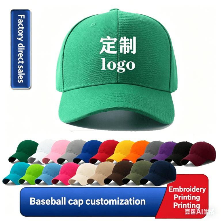 Embroidered logo on baseball cap