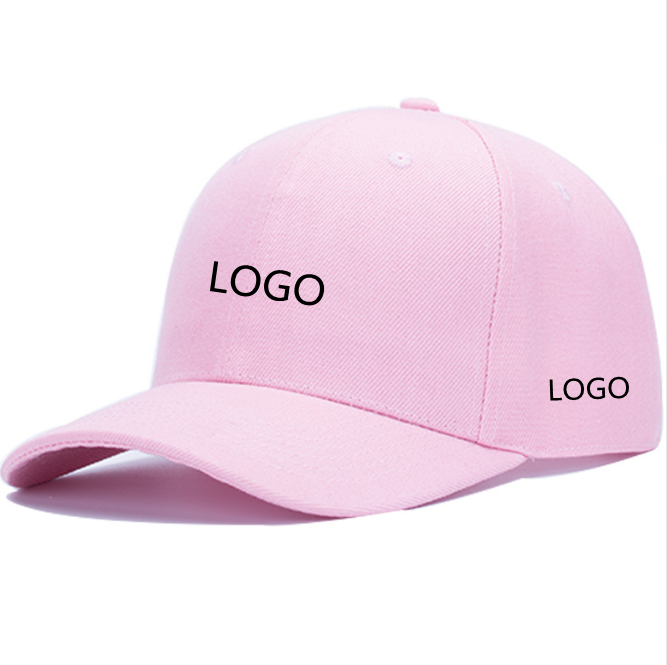 1129 (2) Embroidered logo on pink sports cap