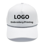 Customized embroidered logo printing on 5-panel rope cap, high-quality anti roll perforated baseball cap