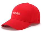 Custom Logo 6 Panel Baseball Cap - Structured Red Cotton Sports Dad Hat