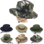 Wholesale Custom Logo Camouflage Boonie Hats Wide Brim Tactical Safari Bucket Hat Bulk Sun Protection Fishing Caps