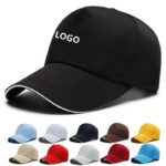 Premium Custom Logo 5 Panel Cotton Baseball Hat Sandwich Trim Visor Blank Promo Caps for Corporate Branding Bulk