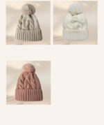 Custom Logo Cable Knit Pom Pom Beanies | Wholesale Blank Winter Cuff Hats - Image 5