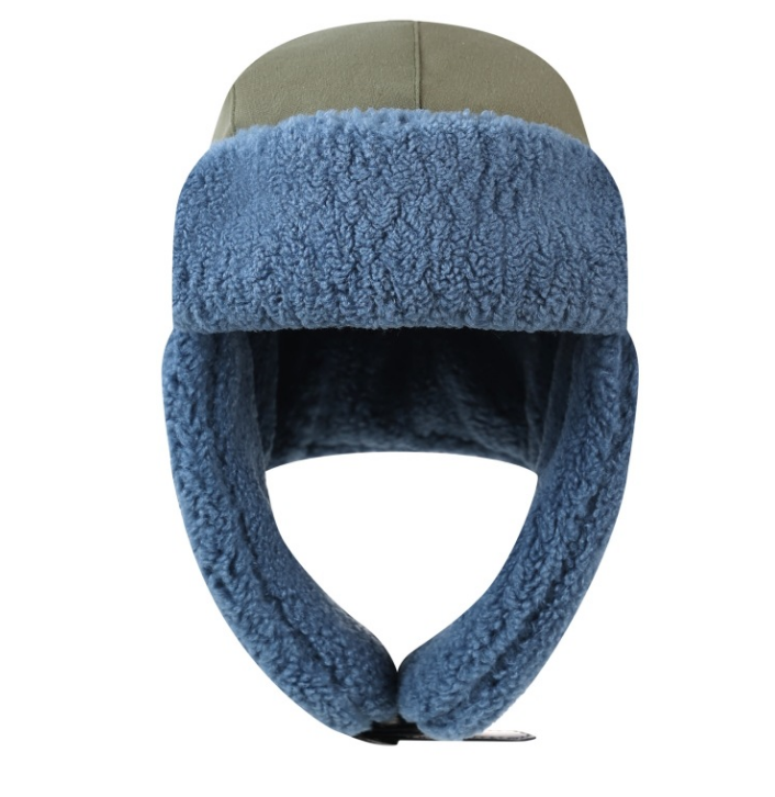 Camel brown vintage bomber aviator cap with dark grey curly sherpa trim (2) Unisex Vintage Suede Style Winter Trapper Hat - Dark Grey Sherpa Lined Bomber Aviator Cap with Ear Flaps, Thermal Ushanka Snow Hat for Men Women - Image 1