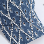 Wholesale Women’s Shiny Rhinestone Denim Baseball Cap Distressed Ripped Cotton Sun Hat - Image 2