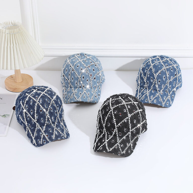 Custom-Y2K-vintage-frayed-jean-baseball-hat-with-crystal-rhinestone-lines-for-bulk-supply-1