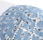 Wholesale Women’s Shiny Rhinestone Denim Baseball Cap Distressed Ripped Cotton Sun Hat - Image 3