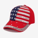 Wholesale Bling Rhinestone American Flag Baseball Caps Custom Patriotic USA Hat Bulk - Image 2