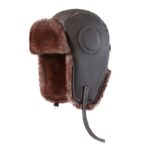 Unisex Faux Leather Winter Trapper Hat - Vintage Aviator Pilot Bomber Cap with Curly Fur Ear Flaps, Thermal Leather Ushanka for Men Women - Image 2