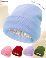 Custom Logo Satin Lined Knit Beanies | Wholesale Blank Neon Orange Silk Lined Winter Hats - Image 3