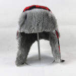 Unisex Red and Black Plaid Winter Trapper Hat - Flannel Lumberjack Bomber Cap with Grey Faux Fur Ear Flaps, Thermal Ushanka Snow Hat for Men Women