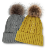 Custom Logo Cable Knit Faux Fur Pom Pom Beanies | Wholesale Blank Red Winter Hats - Image 5