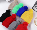 Custom Logo Solid Knit Pom Pom Beanies | Wholesale Blank Red Winter Cuff Hats - Image 4