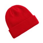 Custom Logo Red Ribbed Knit Beanies | Wholesale Blank Classic Winter Cuff Hats - Image 3