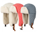 Kids Quilted Winter Trapper Hat - Waterproof Toddler Bomber Aviator Cap with White Faux Fur Ear Flaps, Thermal Ushanka Snow Hat for Boys Girls