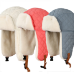 Kids Quilted Winter Trapper Hat - Waterproof Toddler Bomber Aviator Cap with White Faux Fur Ear Flaps, Thermal Ushanka Snow Hat for Boys Girls