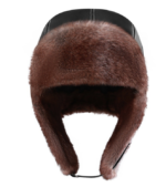 Unisex Faux Leather Winter Trapper Hat - Vintage Aviator Pilot Bomber Cap with Curly Fur Ear Flaps, Thermal Leather Ushanka for Men Women - Image 4