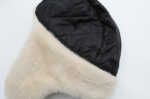 Unisex Knit Fabric Winter Trapper Hat - Orange Bomber Aviator Cap with Off-White Faux Fur Ear Flaps & Leather Buckle, Thermal Ushanka Snow Hat for Men Women - Image 2