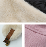 Unisex Knit Fabric Winter Trapper Hat - Orange Bomber Aviator Cap with Off-White Faux Fur Ear Flaps & Leather Buckle, Thermal Ushanka Snow Hat for Men Women - Image 4