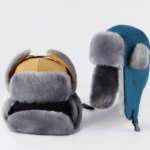 Unisex Waterproof Winter Trapper Hat - Grey Faux Fur Bomber Aviator Cap with Ear Flaps & Buckle, Thermal Ushanka Snow Hat for Skiing Hiking