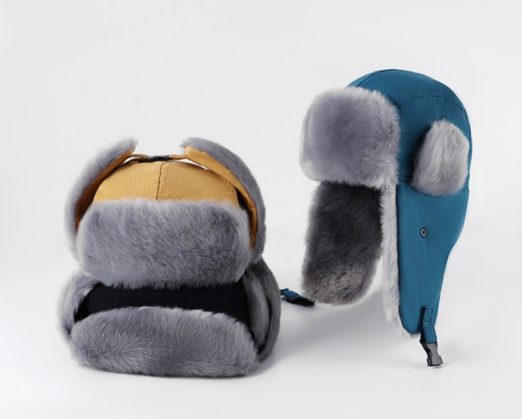 waterproof bomber cap with cozy silver grey plush fur lining for cold weather (1) Unisex Waterproof Winter Trapper Hat - Grey Faux Fur Bomber Aviator Cap with Ear Flaps & Buckle, Thermal Ushanka Snow Hat for Skiing Hiking - Image 1