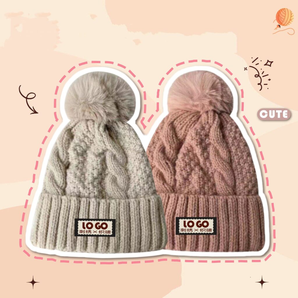 Customized logo for warm knitted hat