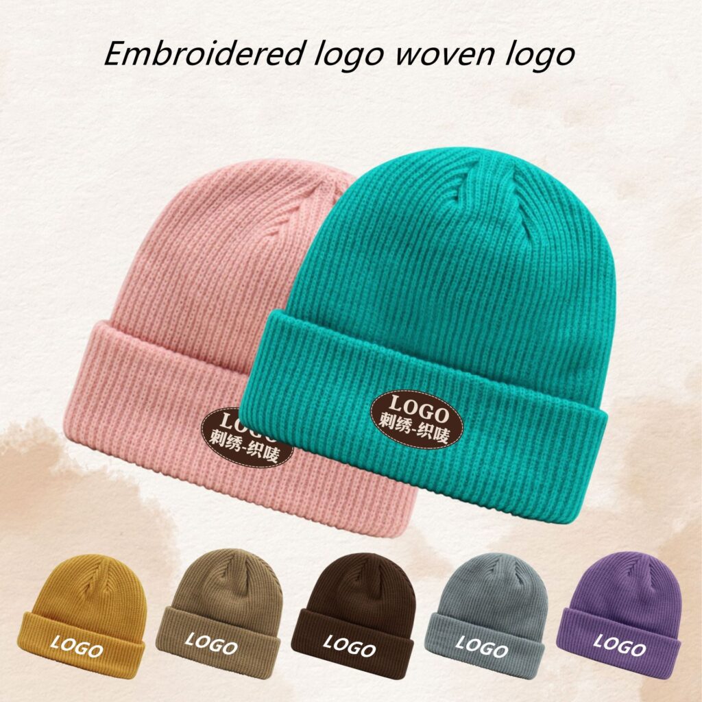 Knitted hat custom logo