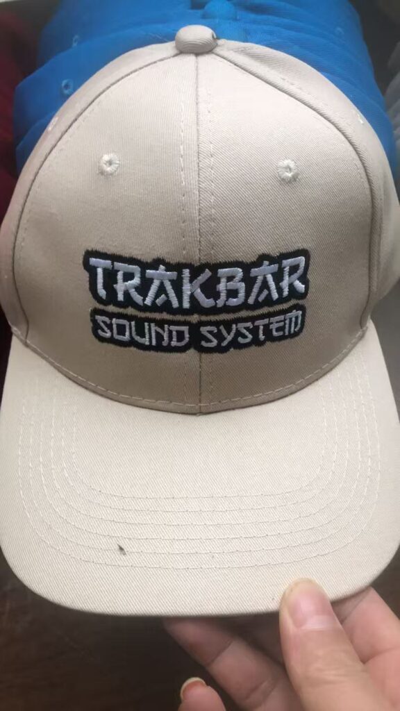 Embroidered logo on baseball cap