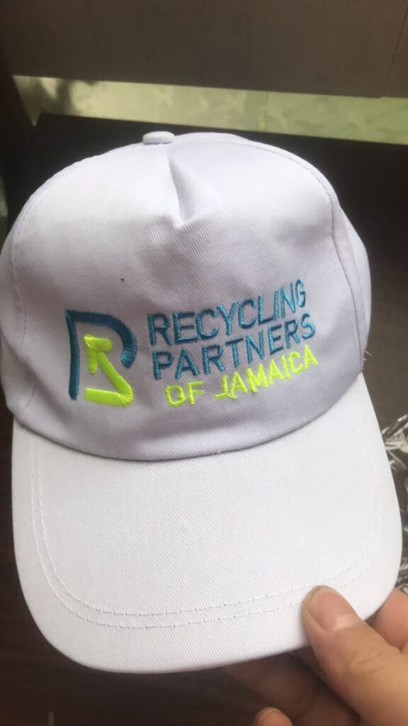 Embroidered logo on baseball cap