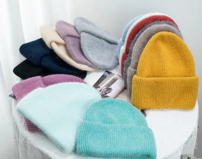 Royal-blue-fuzzy-ribbed-knit-winter-beanie-hat-with-a-fluffy-texture-and-cuffed-brim-for-custom-brand-logo-wholesale-7
