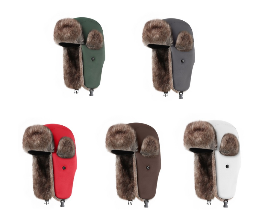 Waterproof-winter-bomber-hat-with-faux-fur-earflaps-and-chin-strap-buckle-1